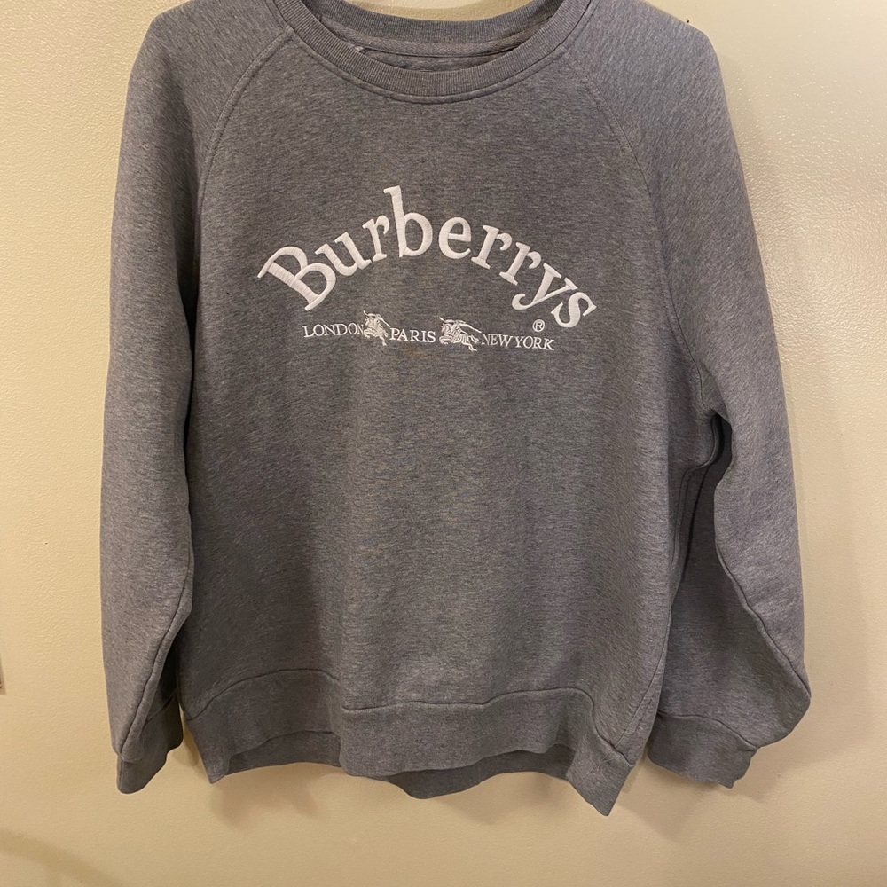 Burberry Gray Crewneck Sweatshirt with White Logo